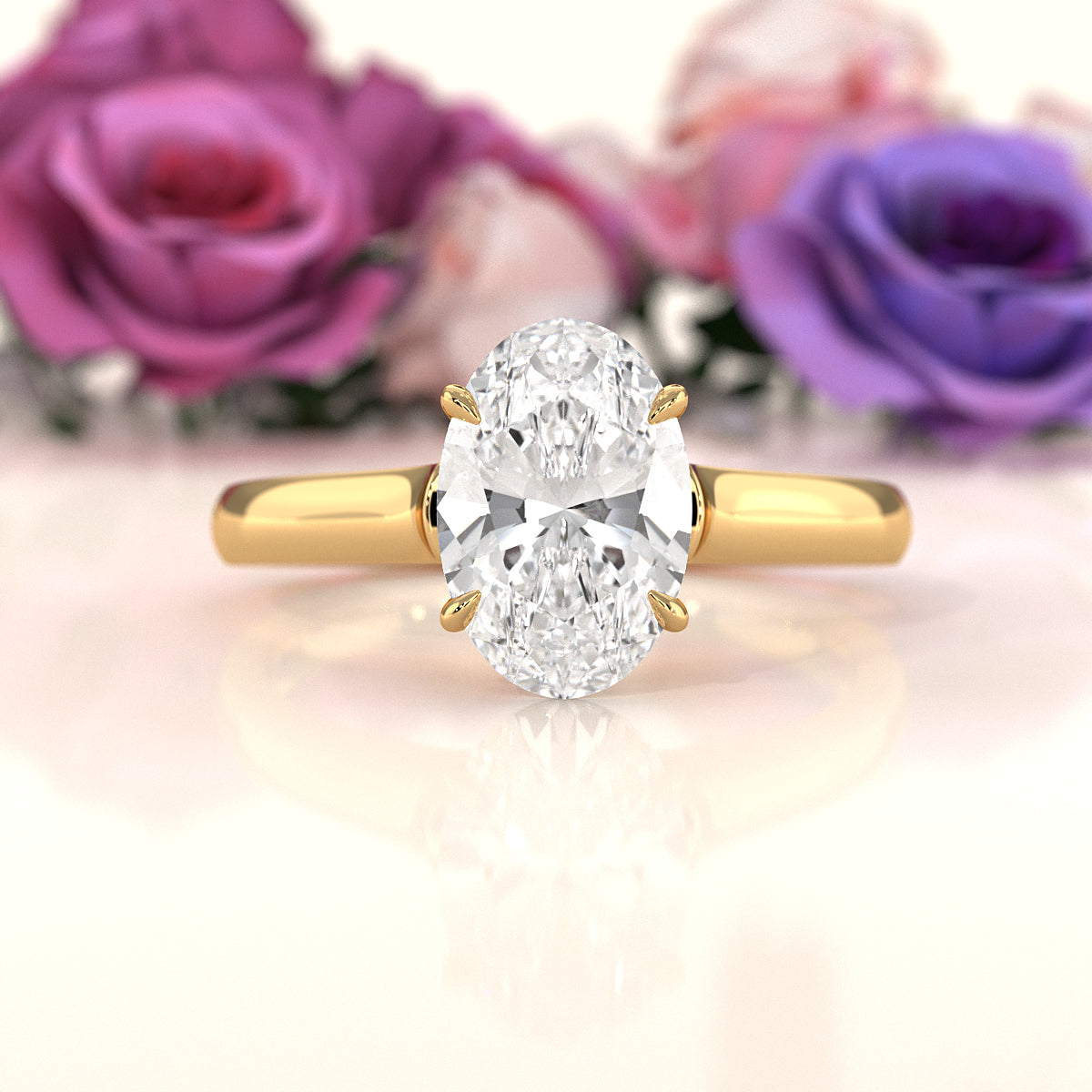 Lab Grown Diamond 4g Contour Dome Solitaire Engagement 3mm Ring IGI Certified 1.00 Ctw.