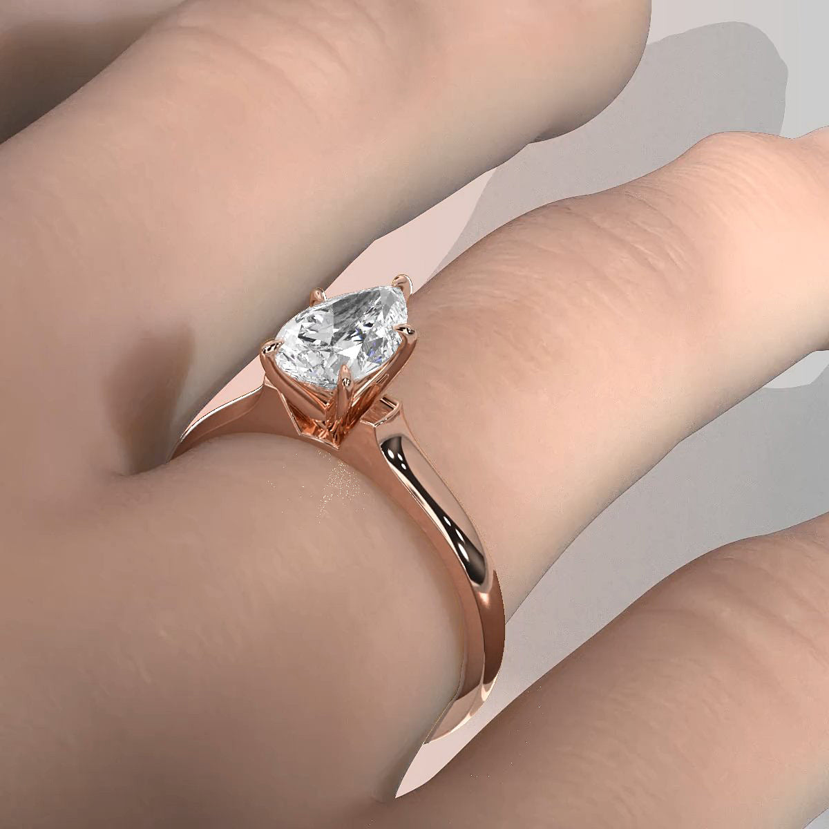 Lab Grown Diamond 4g Contour Dome Solitaire Engagement 3mm Ring IGI Certified 1.00 Ctw.