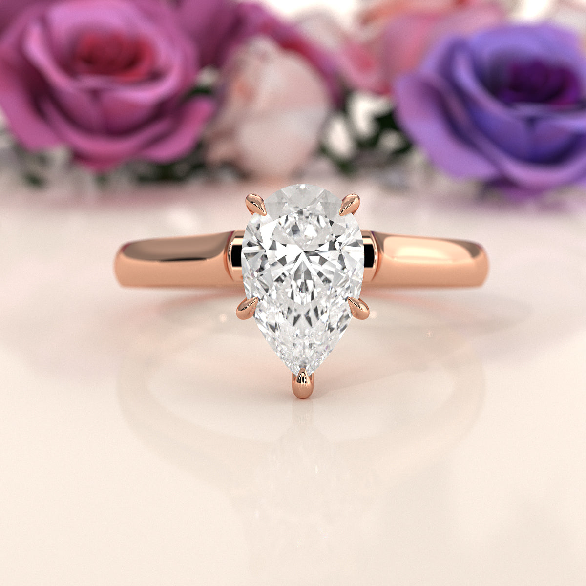 Lab Grown Diamond 4g Contour Dome Solitaire Engagement 3mm Ring IGI Certified 1.00 Ctw.