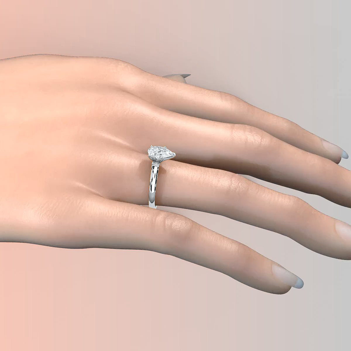 Lab Grown Diamond 4g Contour Dome Solitaire Engagement 3mm Ring IGI Certified 1.00 Ctw.