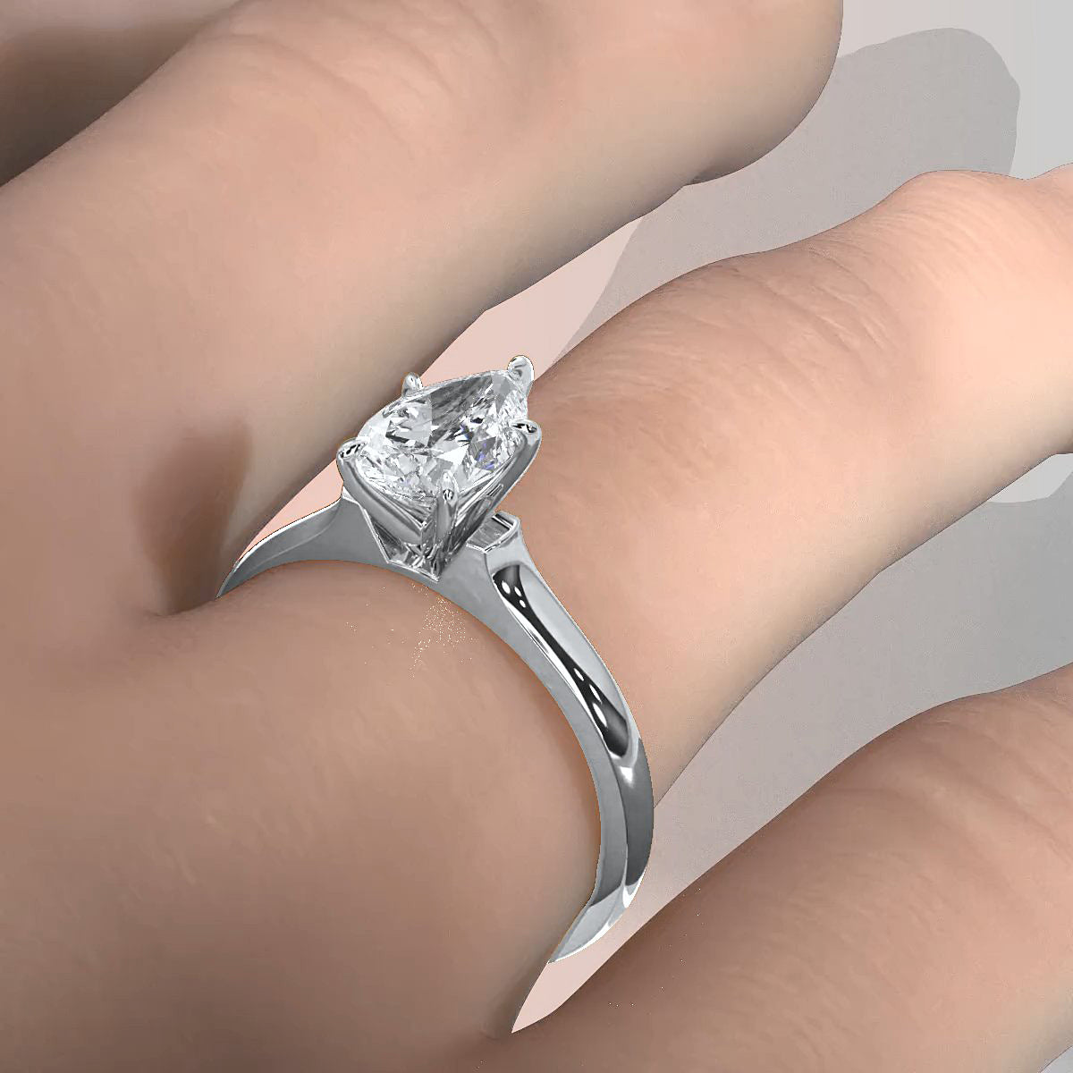 Lab Grown Diamond 4g Contour Dome Solitaire Engagement 3mm Ring IGI Certified 1.00 Ctw.