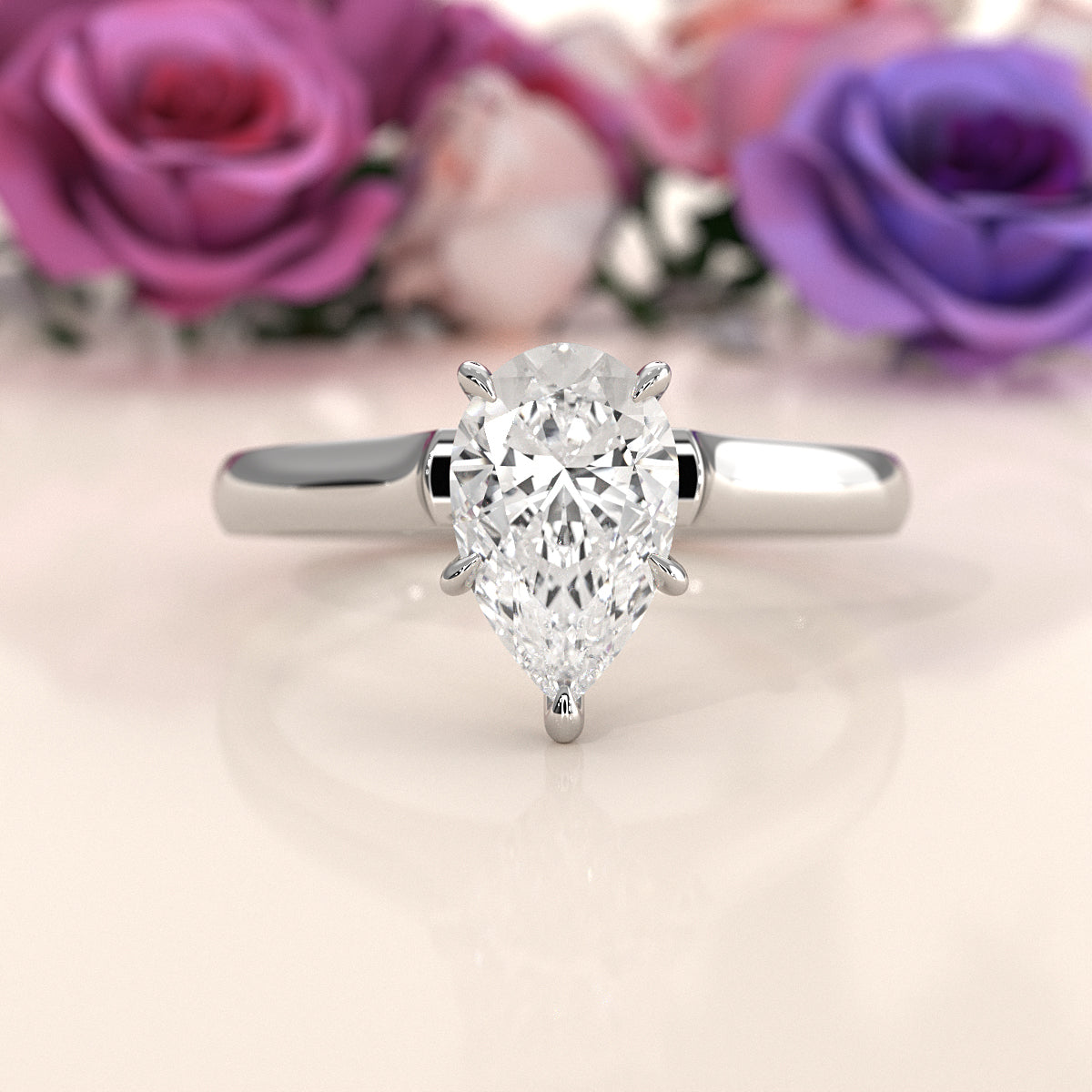 Lab Grown Diamond 4g Contour Dome Solitaire Engagement 3mm Ring IGI Certified 1.00 Ctw.