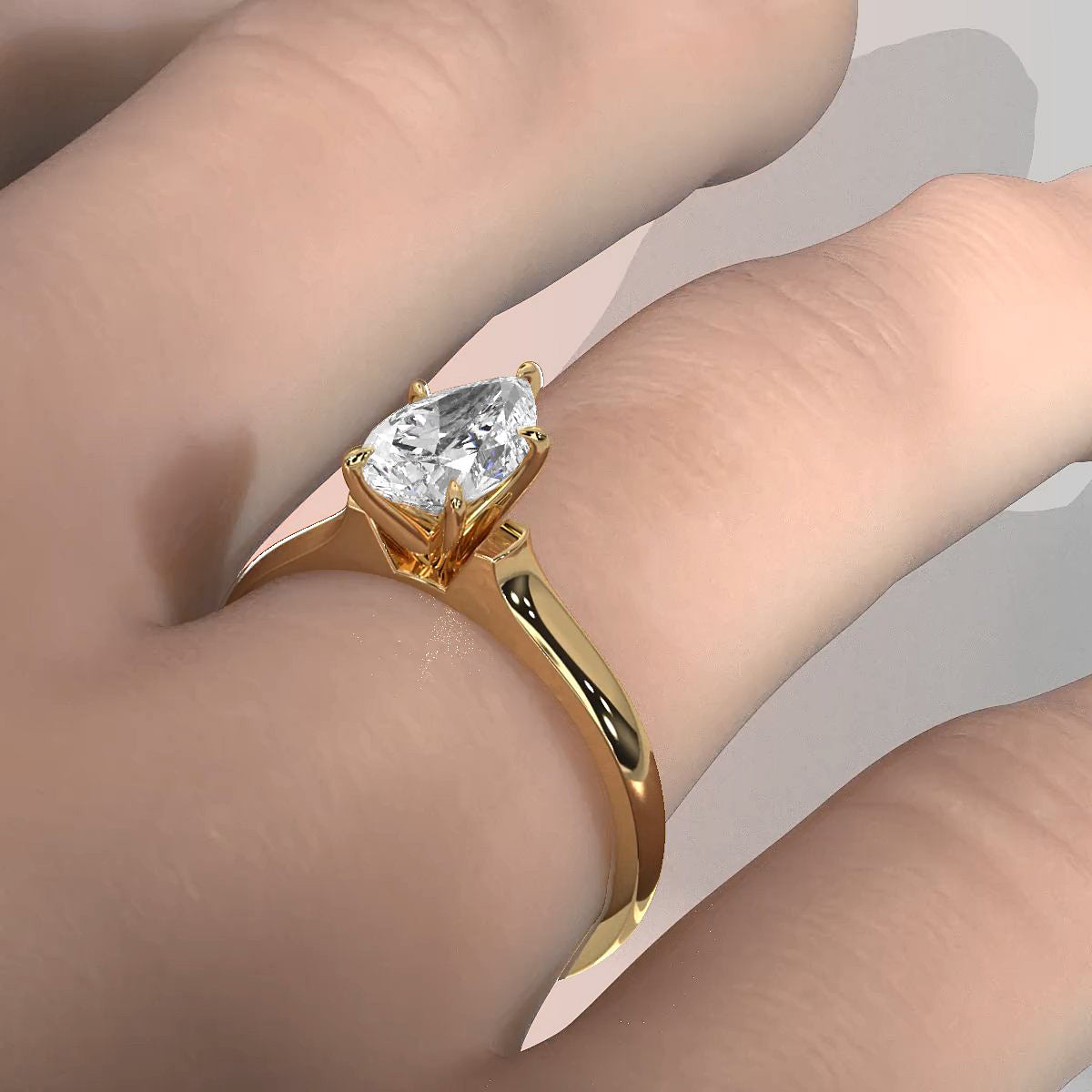 Lab Grown Diamond 4g Contour Dome Solitaire Engagement 3mm Ring IGI Certified 1.00 Ctw.