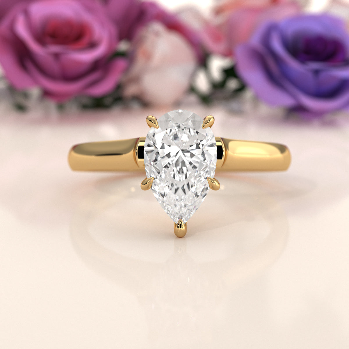 Lab Grown Diamond 4g Contour Dome Solitaire Engagement 3mm Ring IGI Certified 1.00 Ctw.
