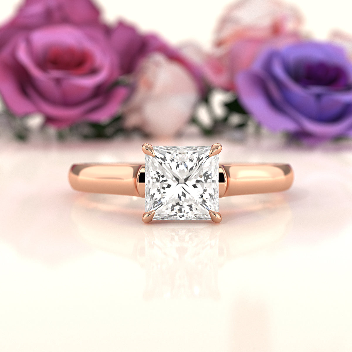 Lab Grown Diamond 4g Contour Dome Solitaire Engagement 3mm Ring IGI Certified 1.00 Ctw.