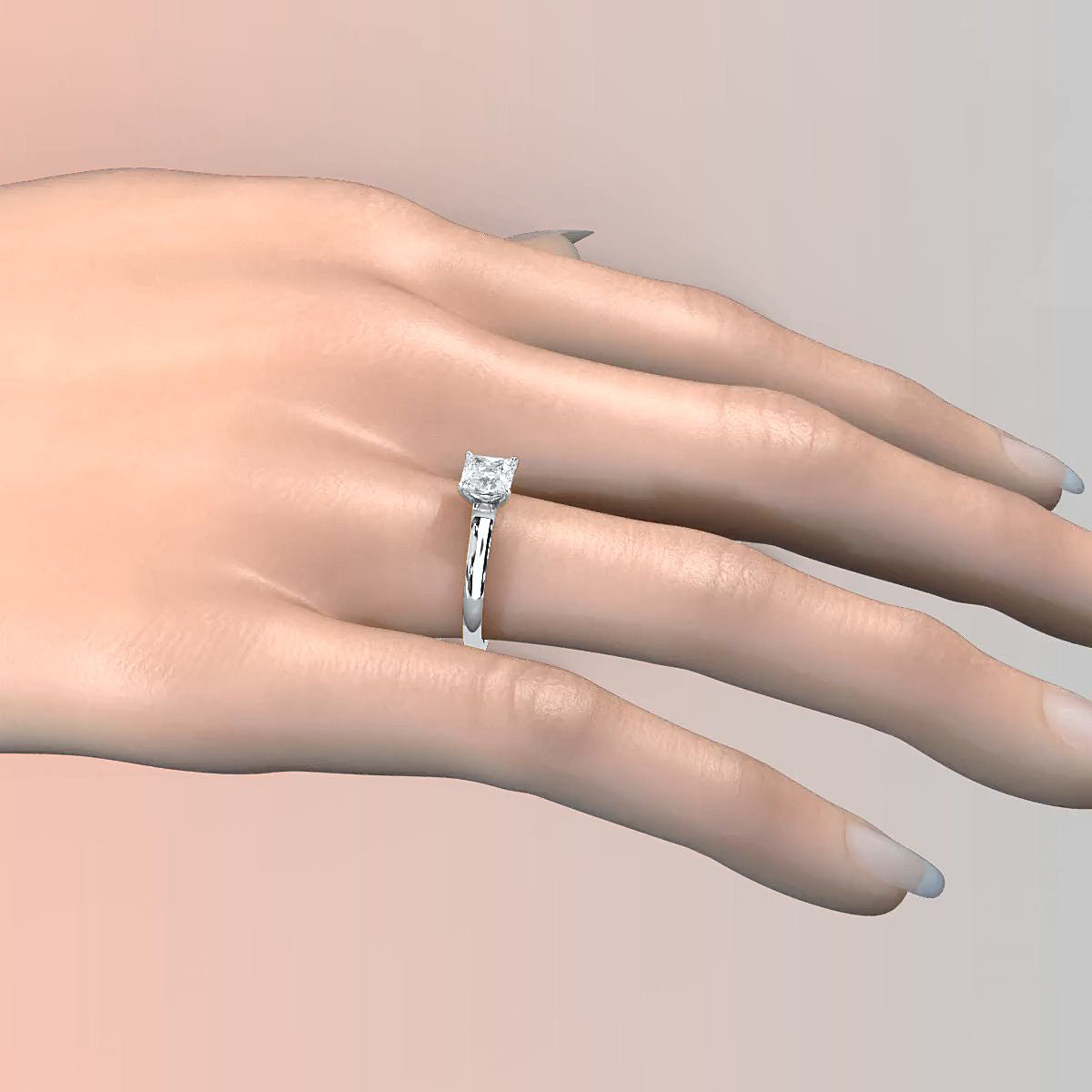 Lab Grown Diamond 4g Contour Dome Solitaire Engagement 3mm Ring IGI Certified 1.00 Ctw.