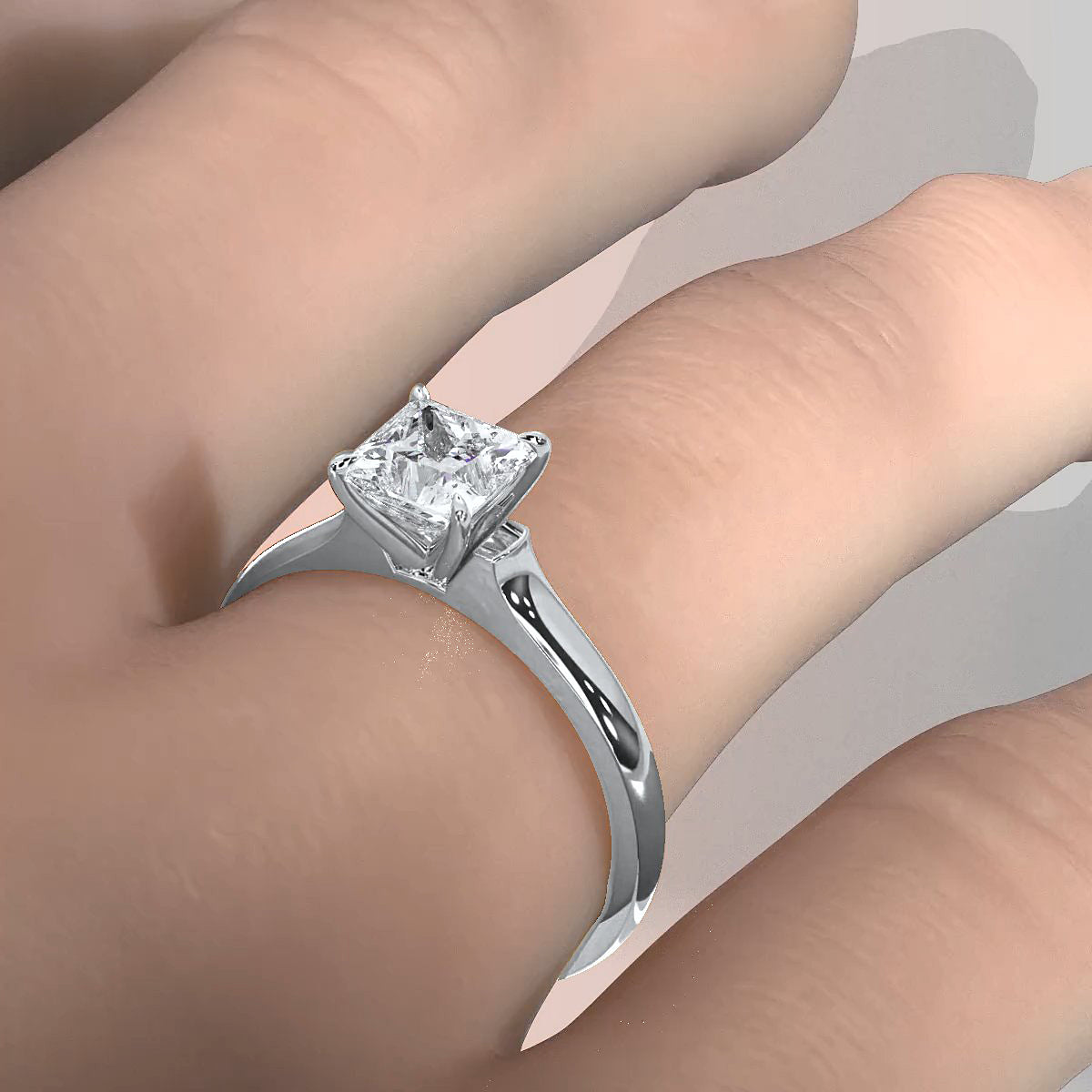 Lab Grown Diamond 4g Contour Dome Solitaire Engagement 3mm Ring IGI Certified 1.00 Ctw.