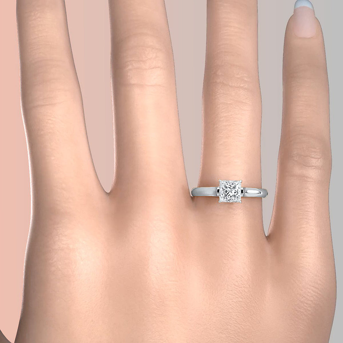 Lab Grown Diamond 4g Contour Dome Solitaire Engagement 3mm Ring IGI Certified 1.00 Ctw.