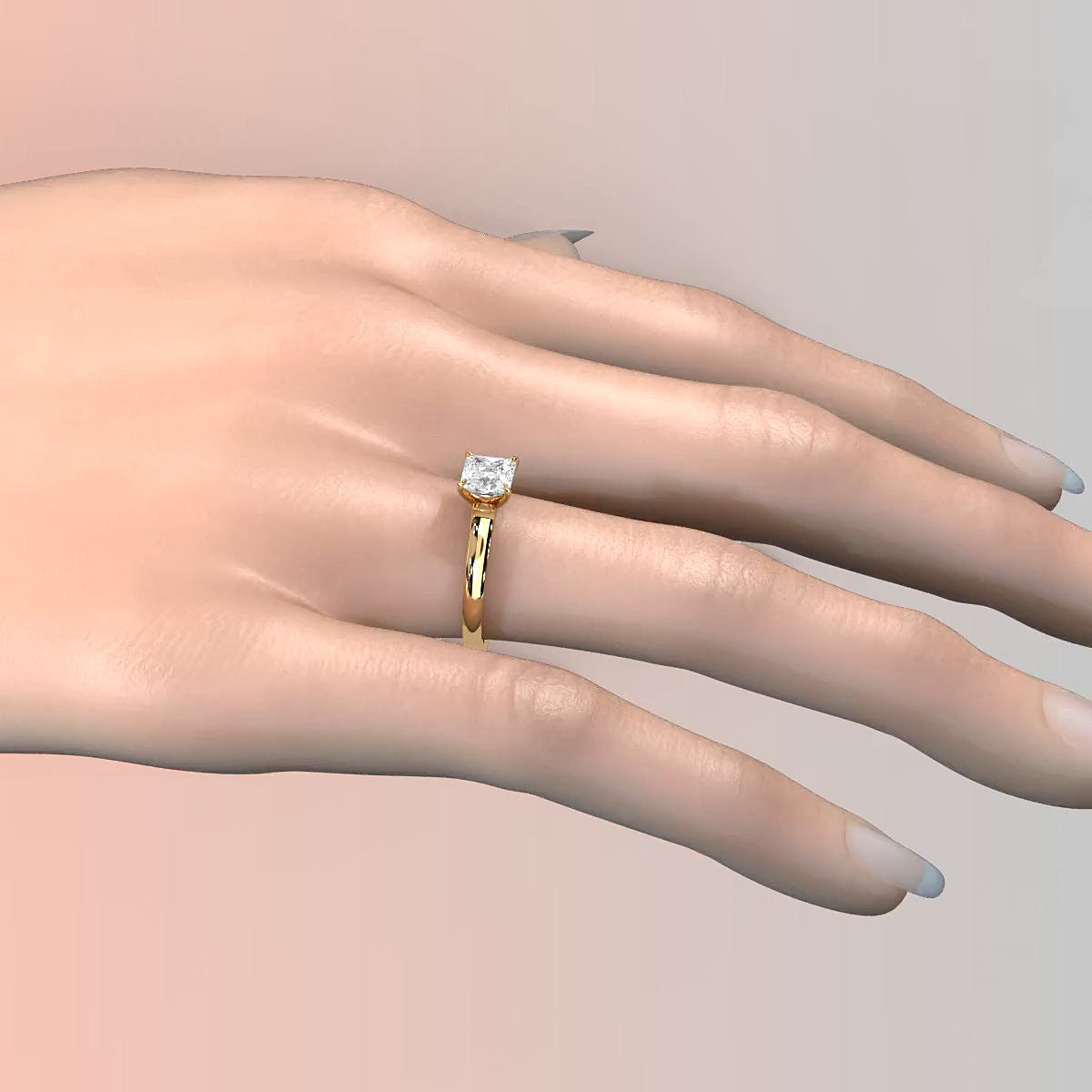 Lab Grown Diamond 4g Contour Dome Solitaire Engagement 3mm Ring IGI Certified 1.00 Ctw.