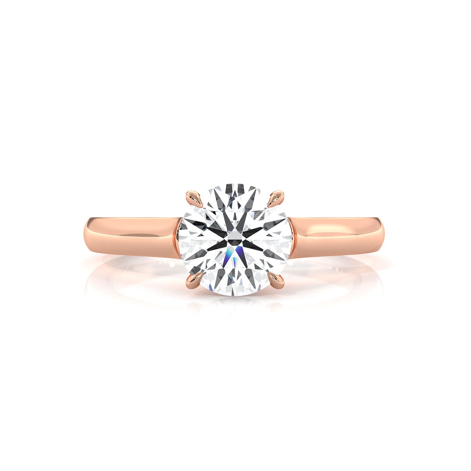 Lab Grown Diamond 4g Contour Dome Solitaire Engagement 3mm Ring IGI Certified 1.00 Ctw.