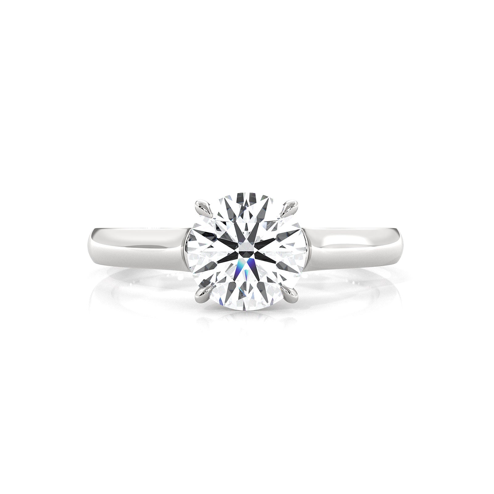 Lab Grown Diamond 4g Contour Dome Solitaire Engagement 3mm Ring IGI Certified 1.00 Ctw.