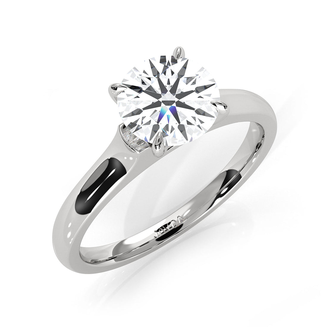 Lab Grown Diamond 4g Contour Dome Solitaire Engagement 3mm Ring IGI Certified 1.00 Ctw.