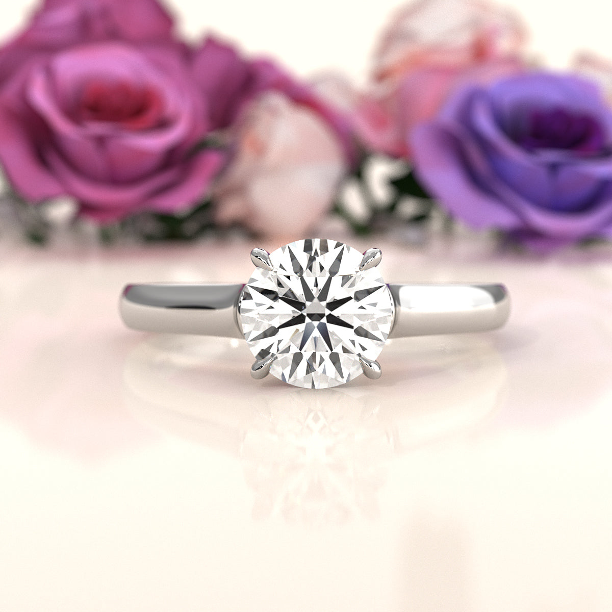 Lab Grown Diamond 4g Contour Dome Solitaire Engagement 3mm Ring IGI Certified 1.00 Ctw.