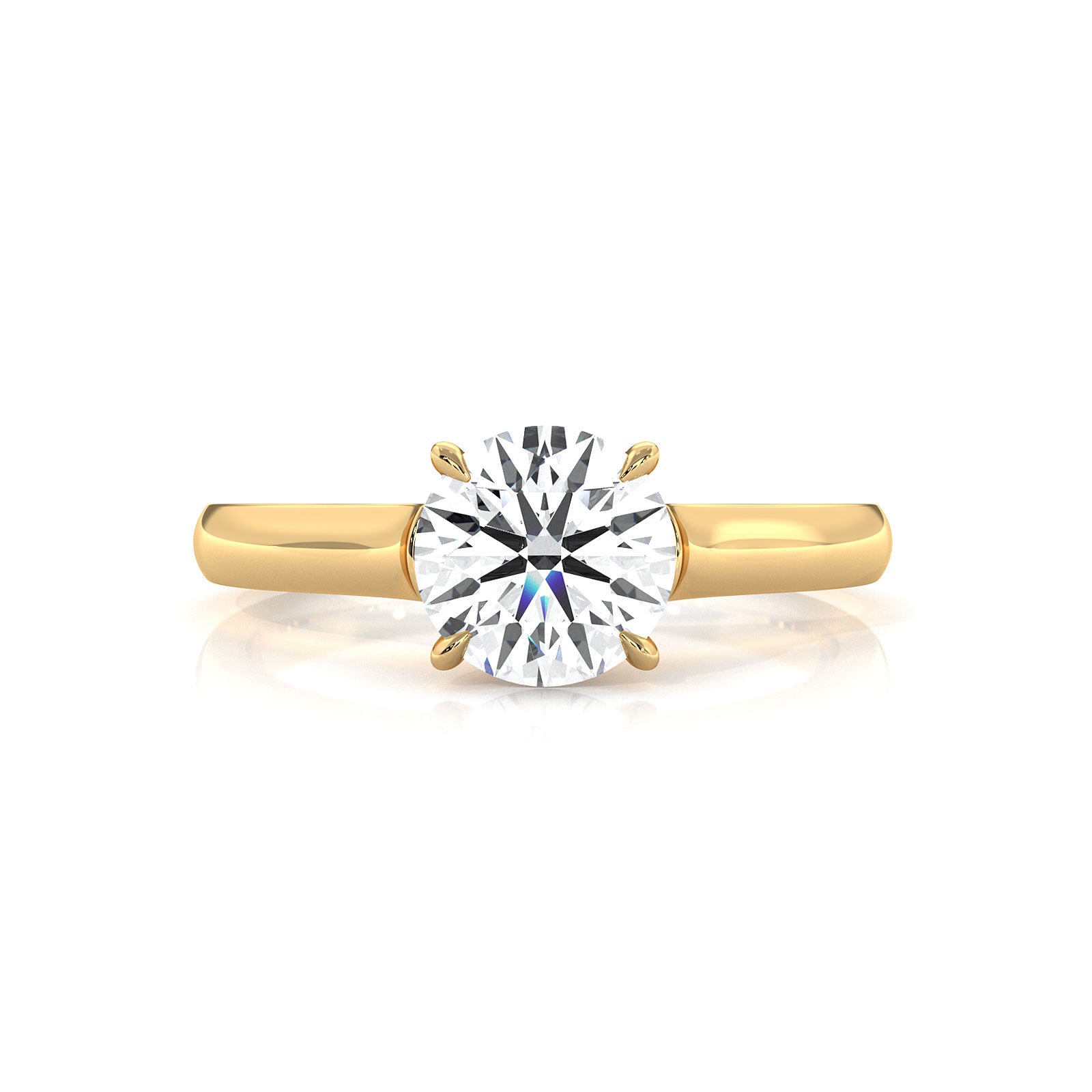 Lab Grown Diamond 4g Contour Dome Solitaire Engagement 3mm Ring IGI Certified 1.00 Ctw.