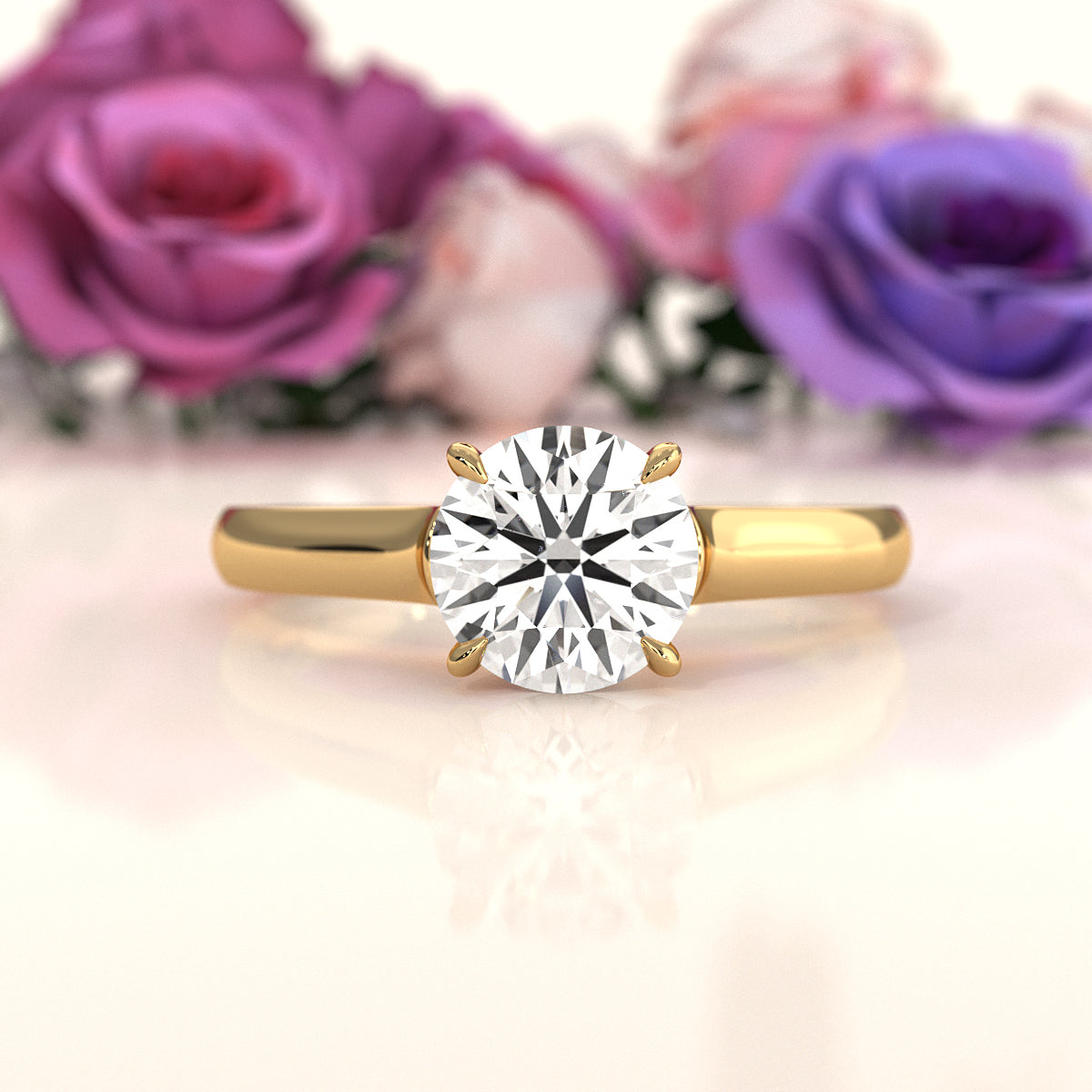 Lab Grown Diamond 4g Contour Dome Solitaire Engagement 3mm Ring IGI Certified 1.00 Ctw.