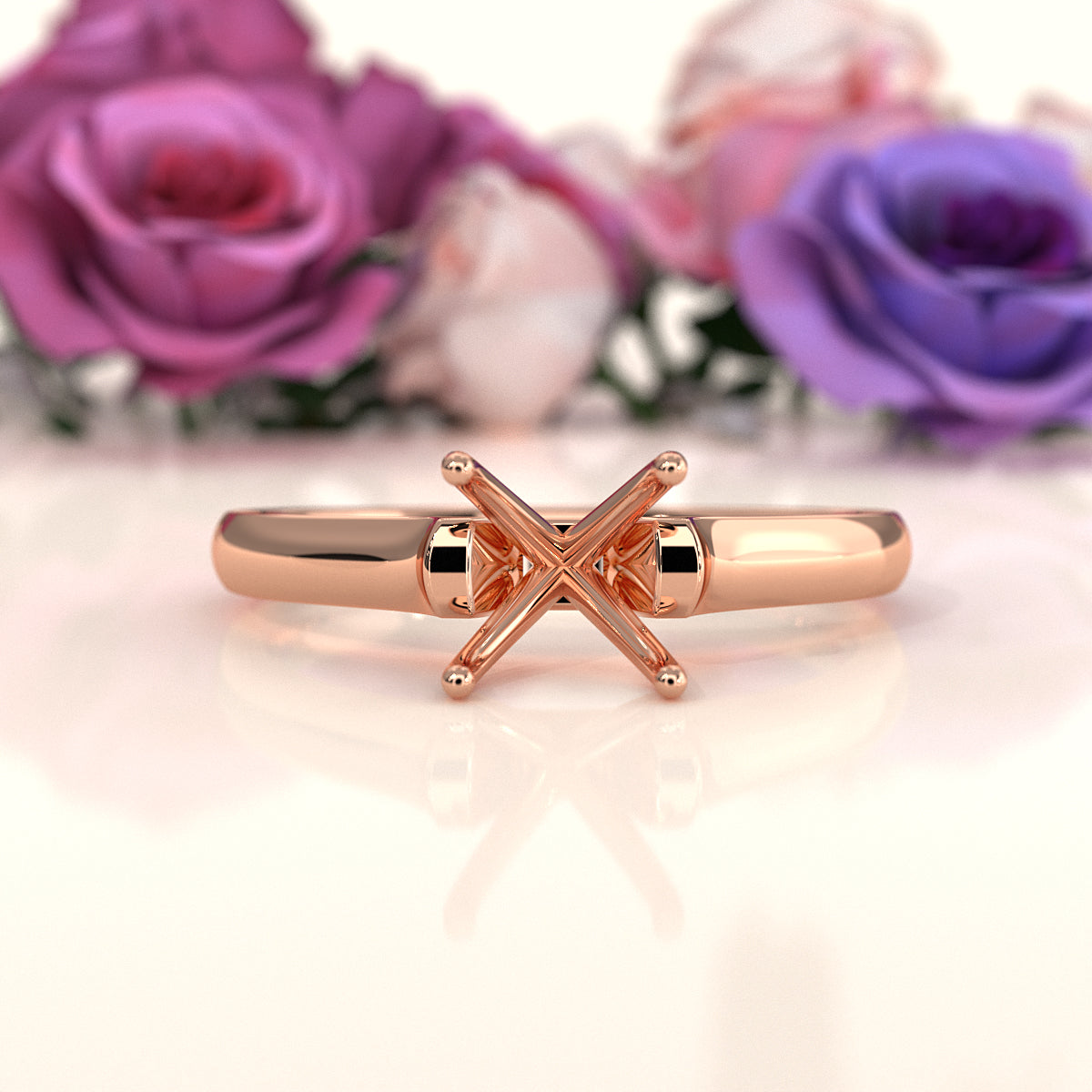 4g Contour Dome Solitaire  Semi Mount Engagement Ring Setting 3mm