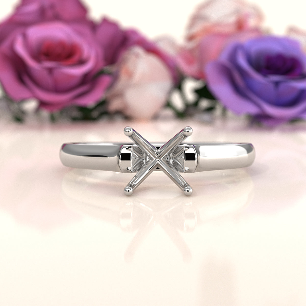 4g Contour Dome Solitaire  Semi Mount Engagement Ring Setting 3mm