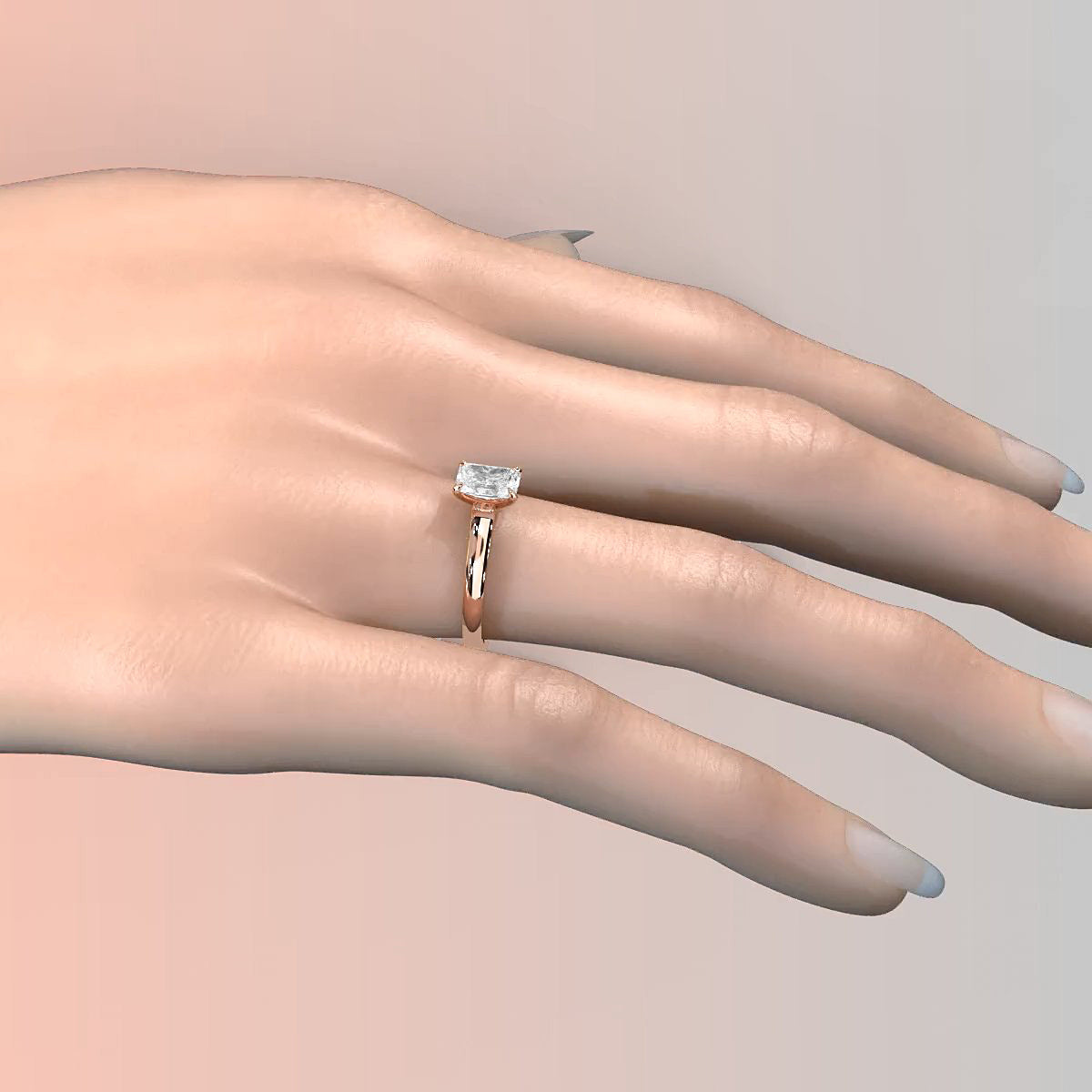 Lab Grown Diamond 4g Contour Dome Solitaire Engagement 3mm Ring IGI Certified 1.00 Ctw.