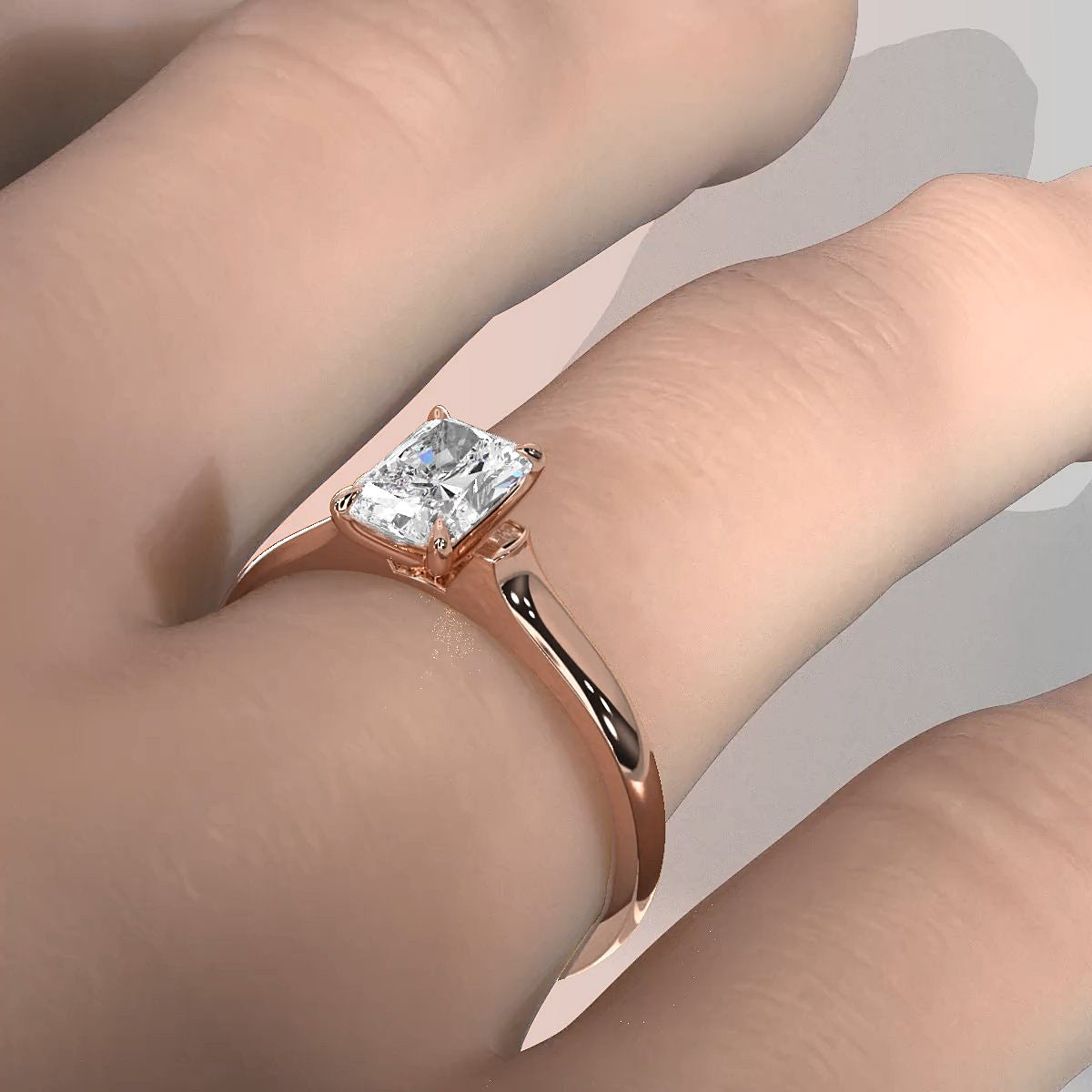 Lab Grown Diamond 4g Contour Dome Solitaire Engagement 3mm Ring IGI Certified 1.00 Ctw.