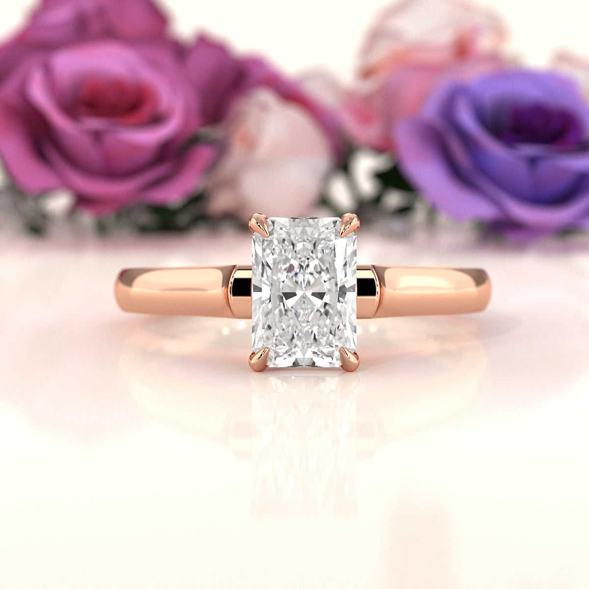 Lab Grown Diamond 4g Contour Dome Solitaire Engagement 3mm Ring IGI Certified 1.00 Ctw.