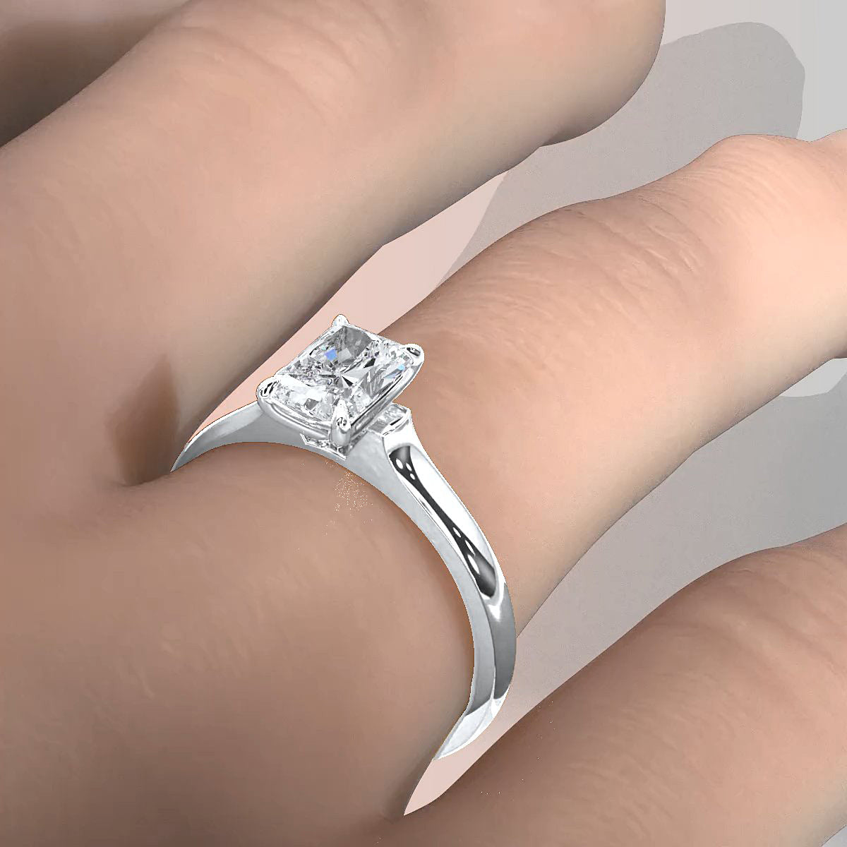 Lab Grown Diamond 4g Contour Dome Solitaire Engagement 3mm Ring IGI Certified 1.00 Ctw.