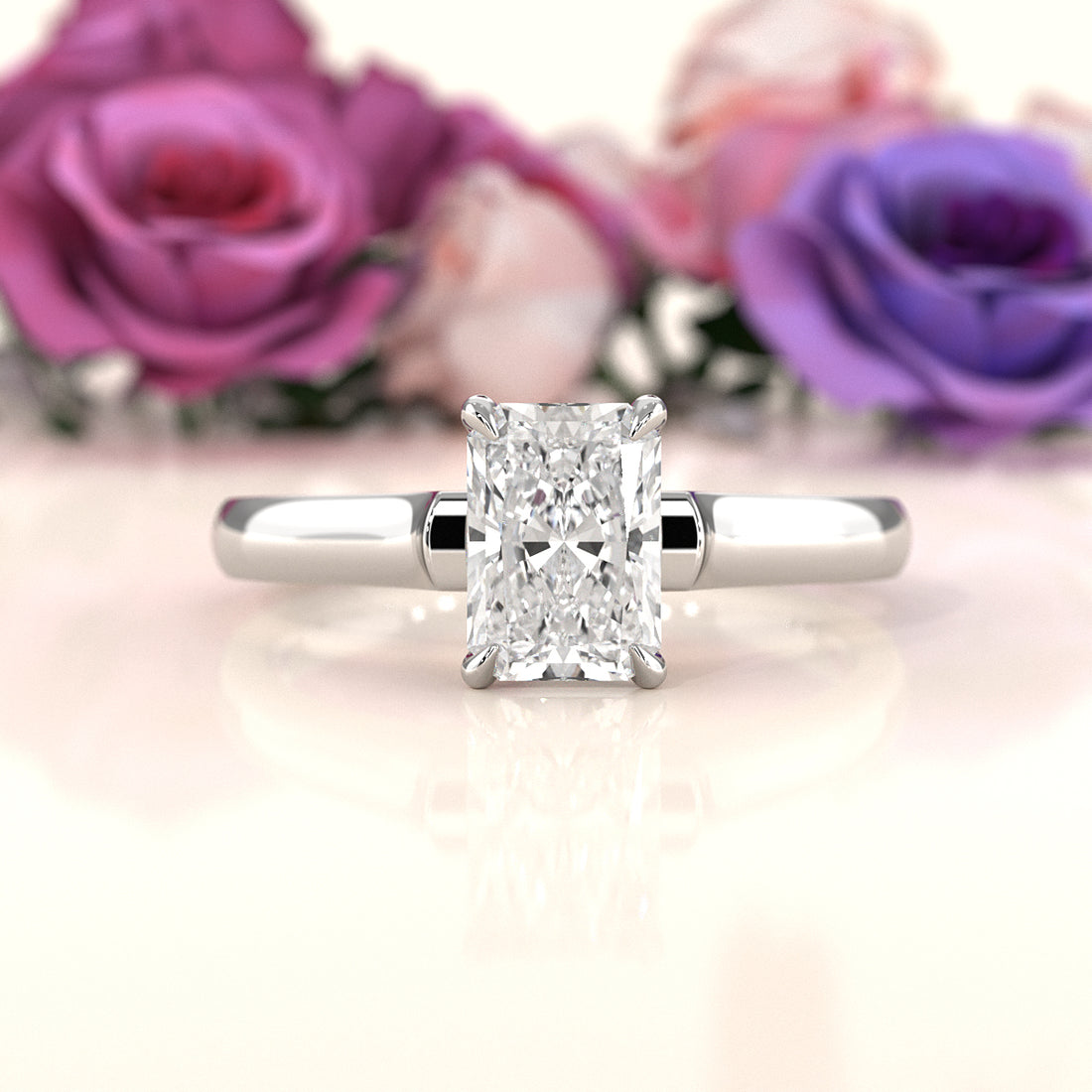 Lab Grown Diamond 4g Contour Dome Solitaire Engagement 3mm Ring IGI Certified 1.00 Ctw.
