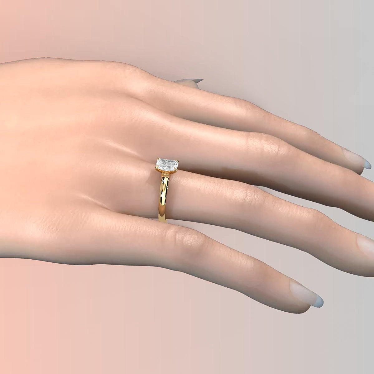 Lab Grown Diamond 4g Contour Dome Solitaire Engagement 3mm Ring IGI Certified 1.00 Ctw.