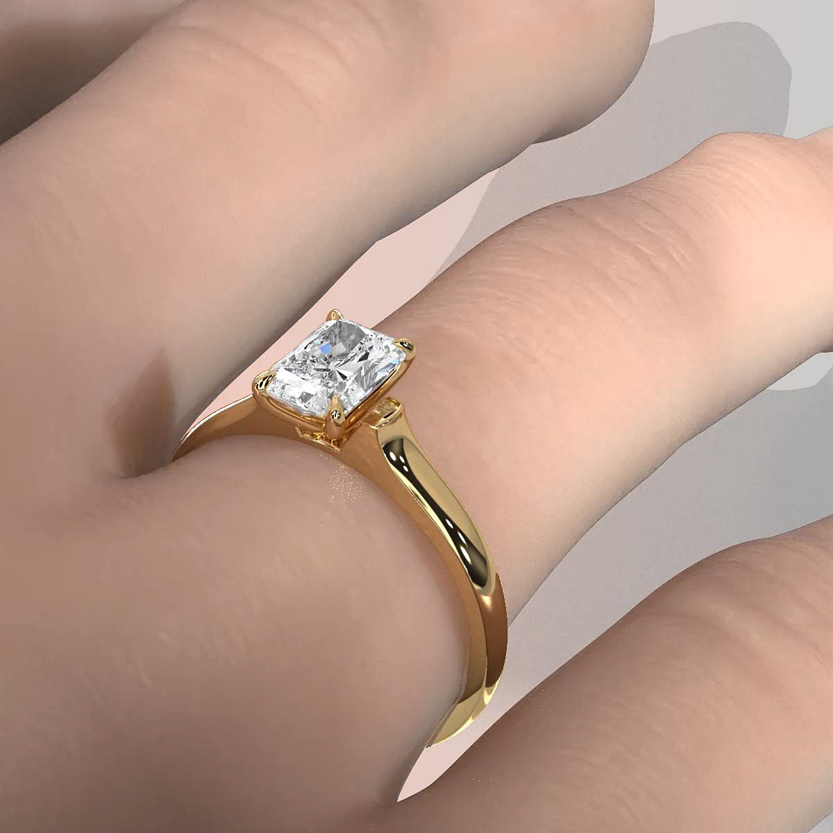 Lab Grown Diamond 4g Contour Dome Solitaire Engagement 3mm Ring IGI Certified 1.00 Ctw.