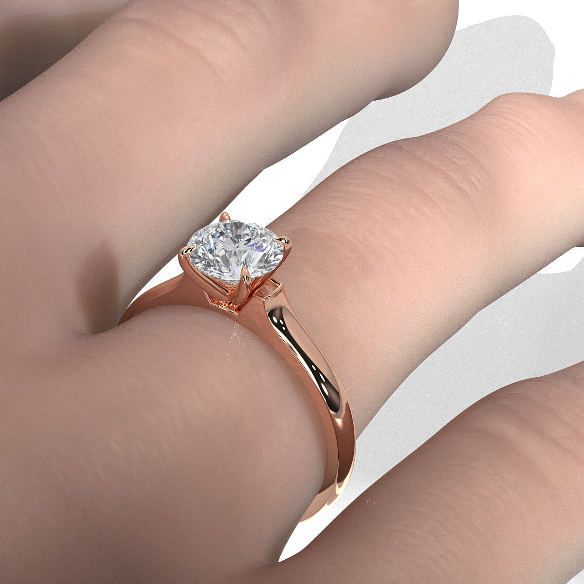 Lab Grown Diamond 4g Contour Dome Solitaire Engagement 3mm Ring IGI Certified 1.00 Ctw.