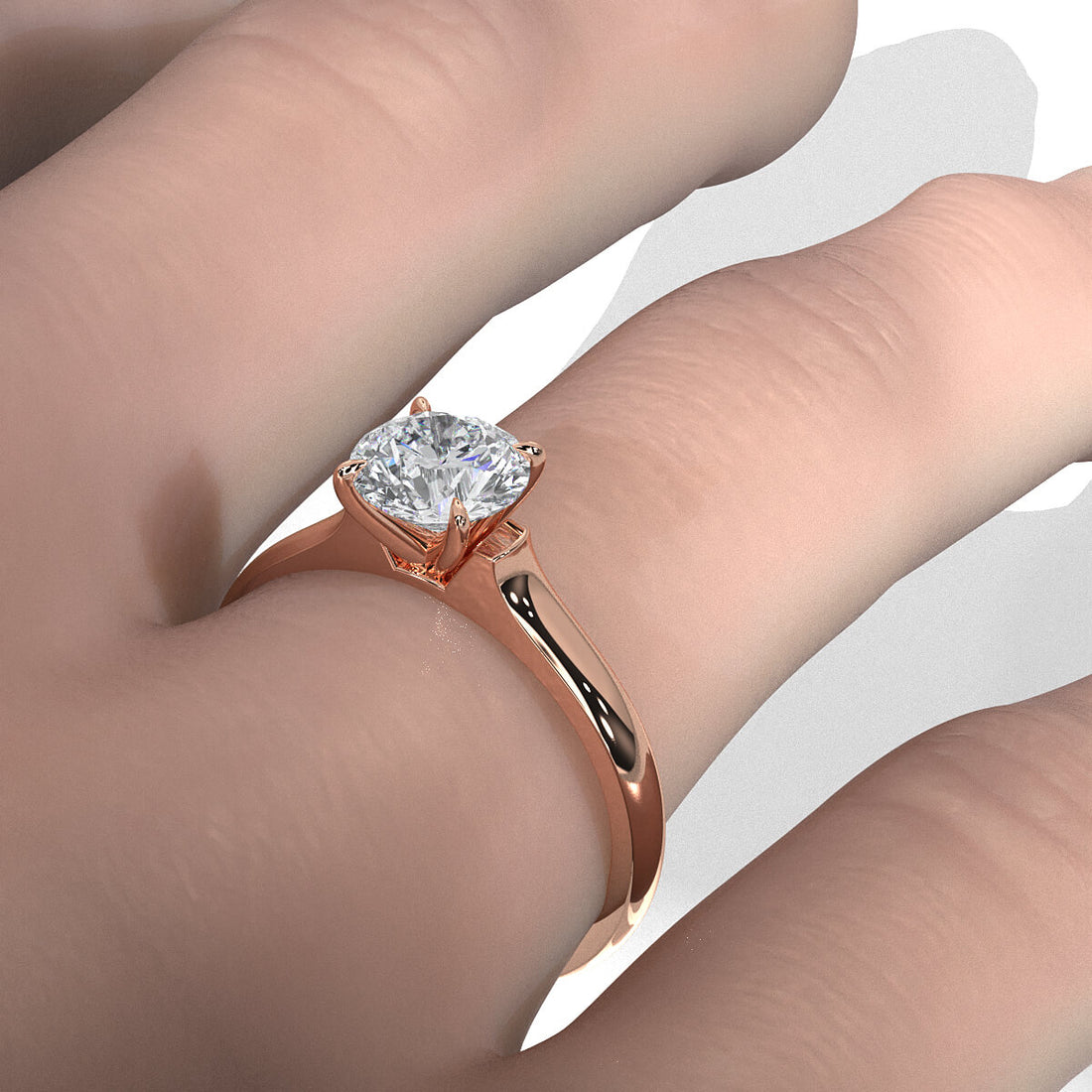 Lab Grown Diamond 4g Contour Dome Solitaire Engagement 3mm Ring IGI Certified 1.00 Ctw.