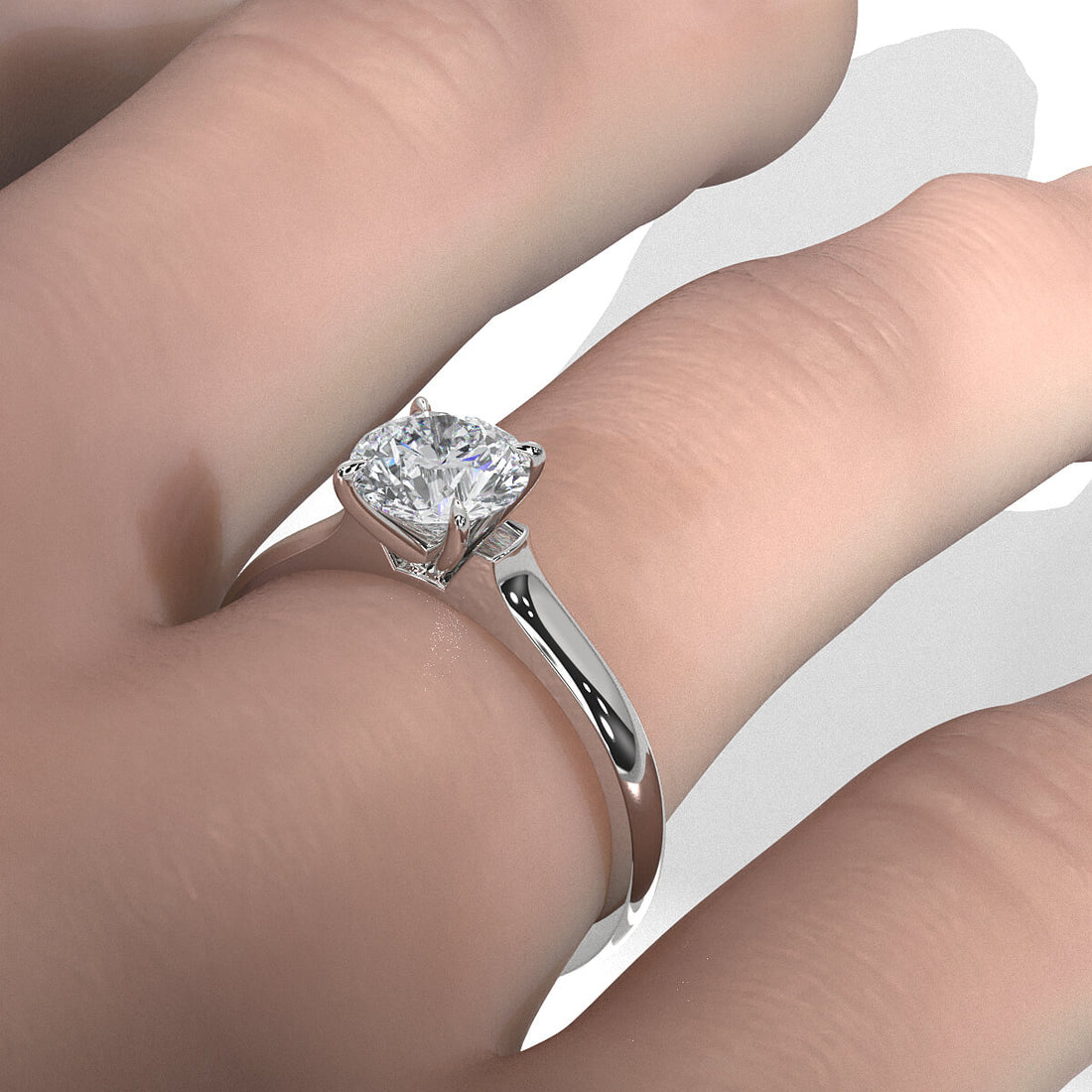 Lab Grown Diamond 4g Contour Dome Solitaire Engagement 3mm Ring IGI Certified 1.00 Ctw.