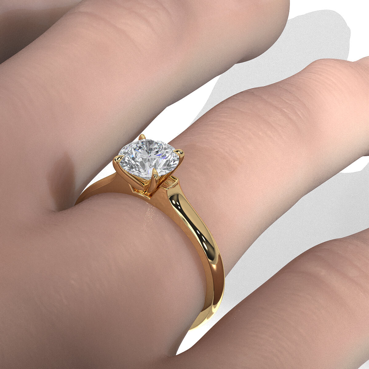 Lab Grown Diamond 4g Contour Dome Solitaire Engagement 3mm Ring IGI Certified 1.00 Ctw.