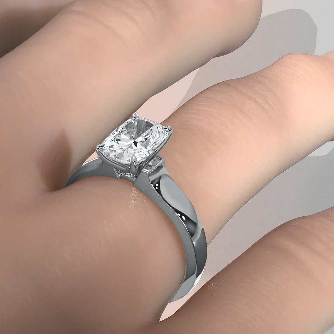 7g Contour Dome Solitaire Lab Grown Diamond IGI Certified Engagement Ring 5mm 1.00 Ctw.