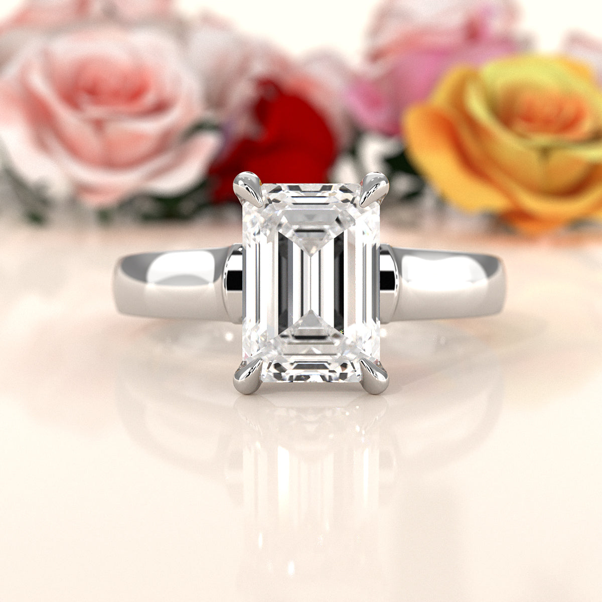 7g Contour Dome Solitaire Lab Grown Diamond IGI Certified Engagement Ring 5mm 1.00 Ctw.