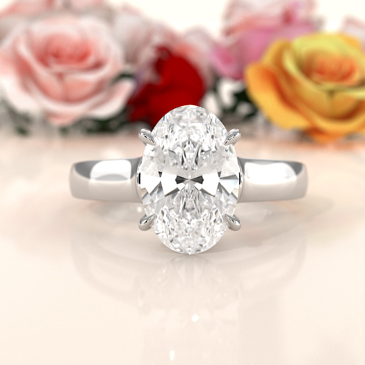 7g Contour Dome Solitaire Lab Grown Diamond IGI Certified Engagement Ring 5mm 1.00 Ctw.