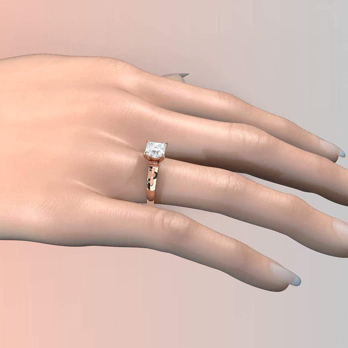 7g Contour Dome Solitaire Lab Grown Diamond IGI Certified Engagement Ring 5mm 1.00 Ctw.