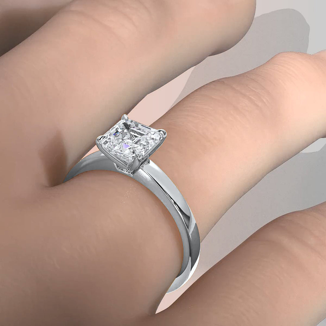 5g Lab Grown Diamond IGI Certified Flat Edge Solitaire Engagement Ring 3mm Setting 1.00 Ctw.