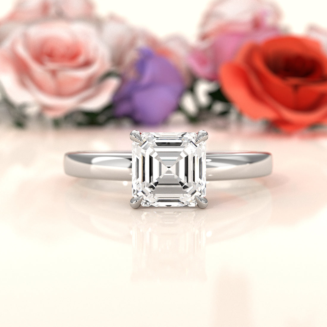 5g Lab Grown Diamond IGI Certified Flat Edge Solitaire Engagement Ring 3mm Setting 1.00 Ctw.