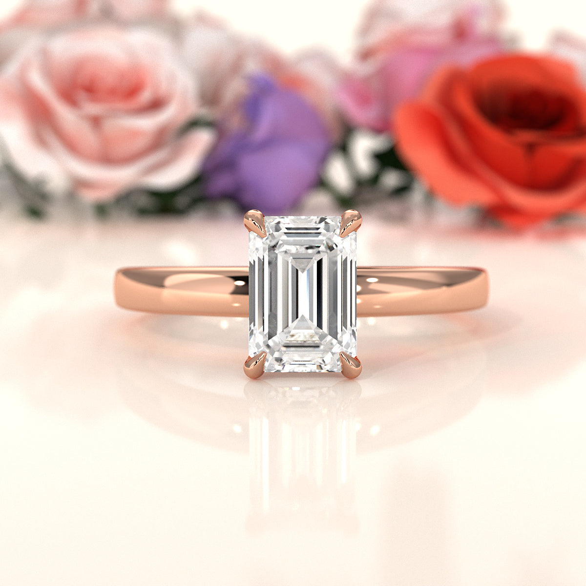 5g Lab Grown Diamond IGI Certified Flat Edge Solitaire Engagement Ring 3mm Setting 1.00 Ctw.