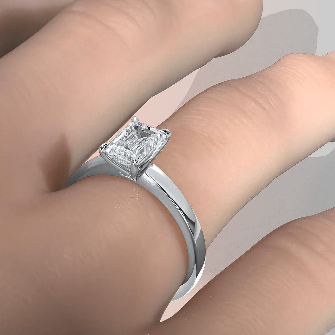 5g Lab Grown Diamond IGI Certified Flat Edge Solitaire Engagement Ring 3mm Setting 1.00 Ctw.