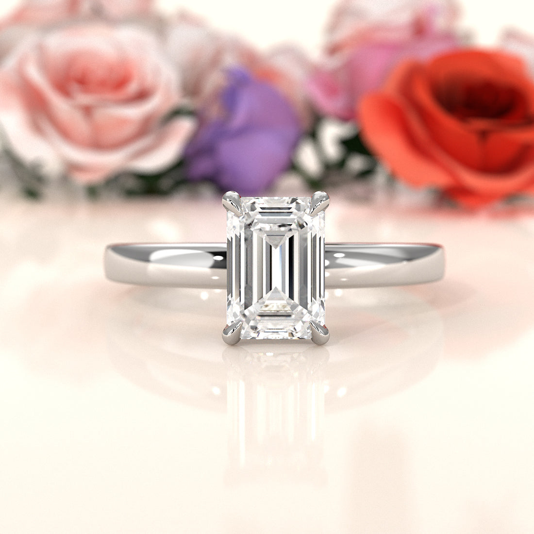 5g Lab Grown Diamond IGI Certified Flat Edge Solitaire Engagement Ring 3mm Setting 1.00 Ctw.