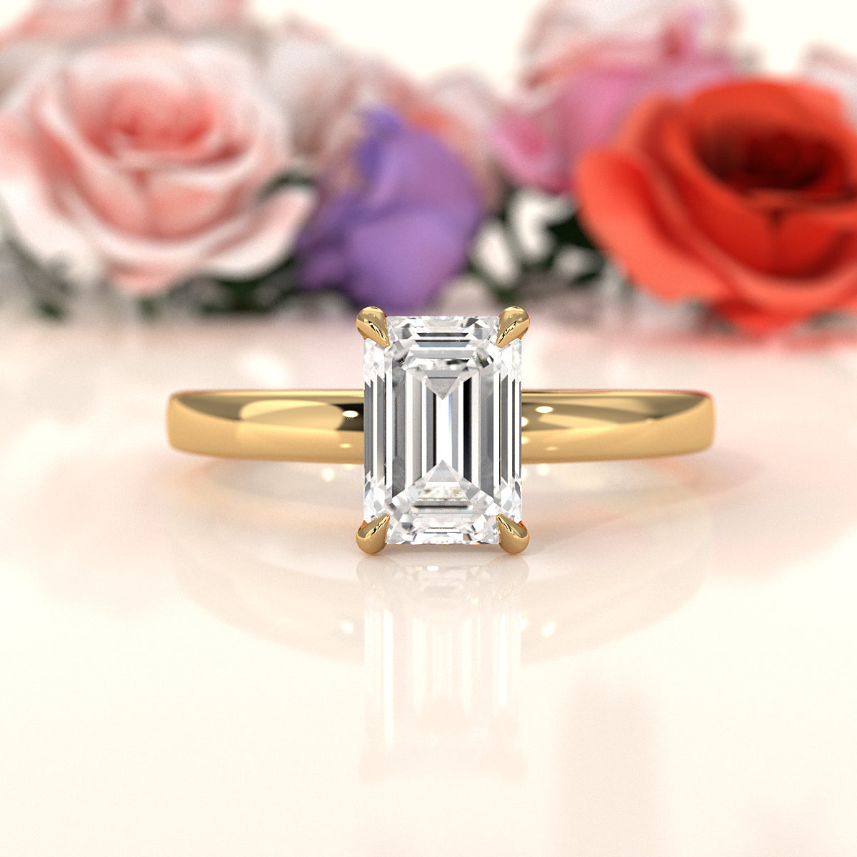 5g Lab Grown Diamond IGI Certified Flat Edge Solitaire Engagement Ring 3mm Setting 1.00 Ctw.