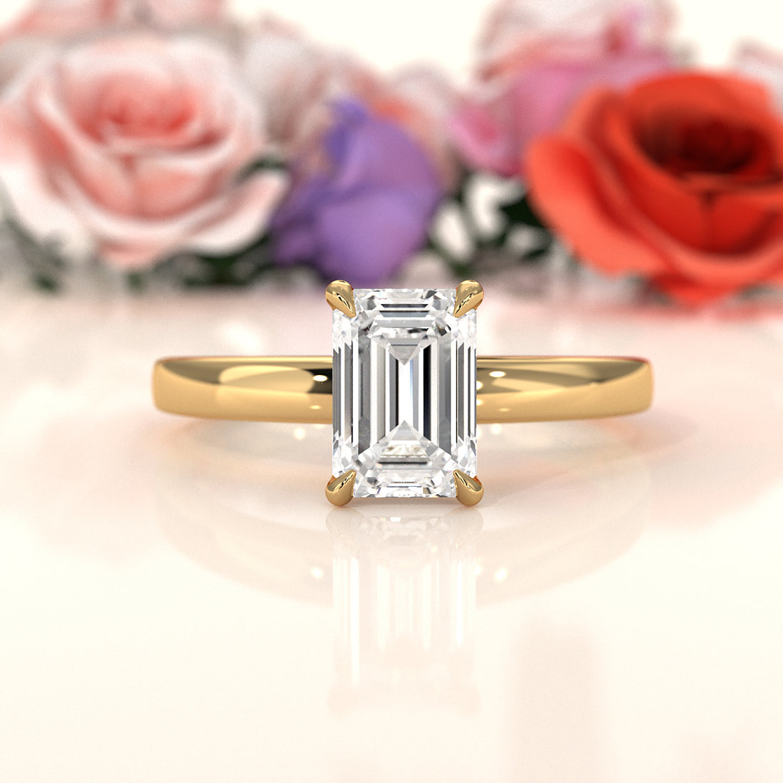 5g Lab Grown Diamond IGI Certified Flat Edge Solitaire Engagement Ring 3mm Setting 1.00 Ctw.