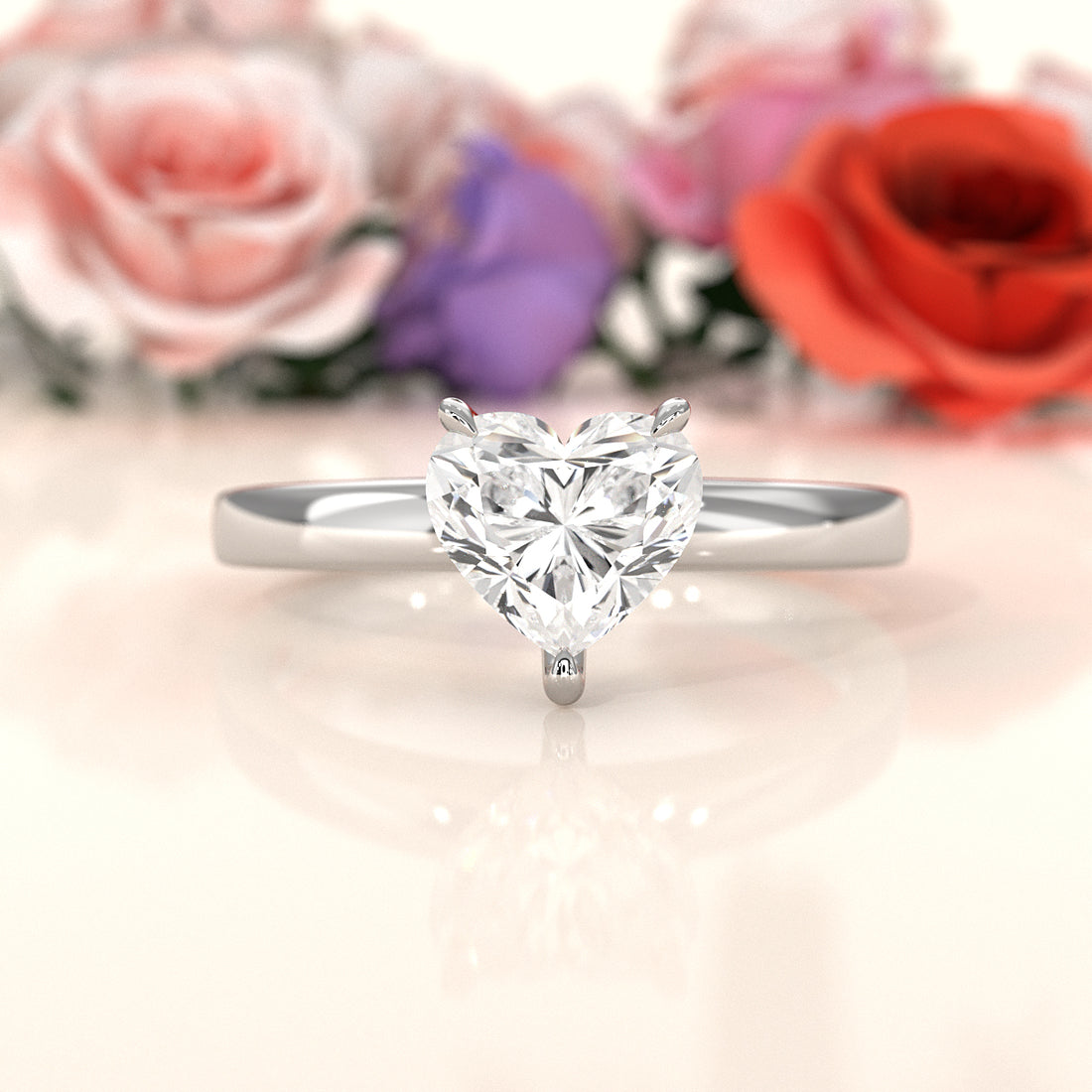 5g Lab Grown Diamond IGI Certified Flat Edge Solitaire Engagement Ring 3mm Setting 1.00 Ctw.