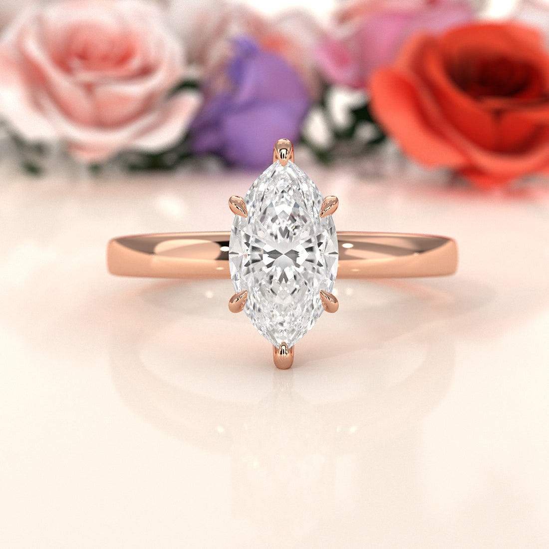 5g Lab Grown Diamond IGI Certified Flat Edge Solitaire Engagement Ring 3mm Setting 1.00 Ctw.