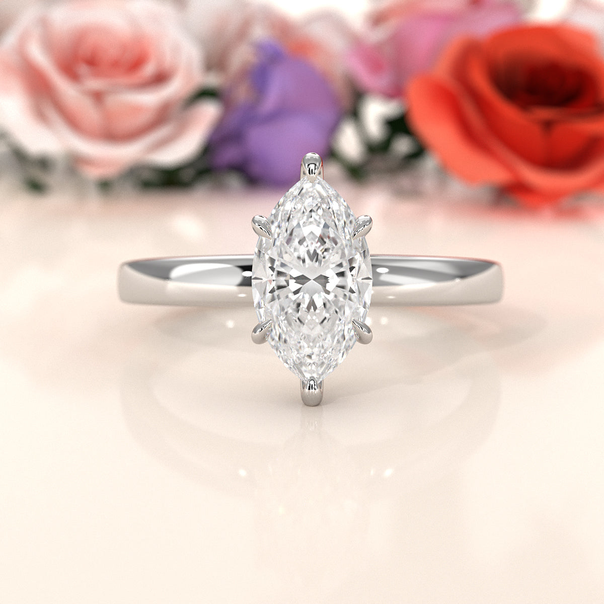 5g Lab Grown Diamond IGI Certified Flat Edge Solitaire Engagement Ring 3mm Setting 1.00 Ctw.