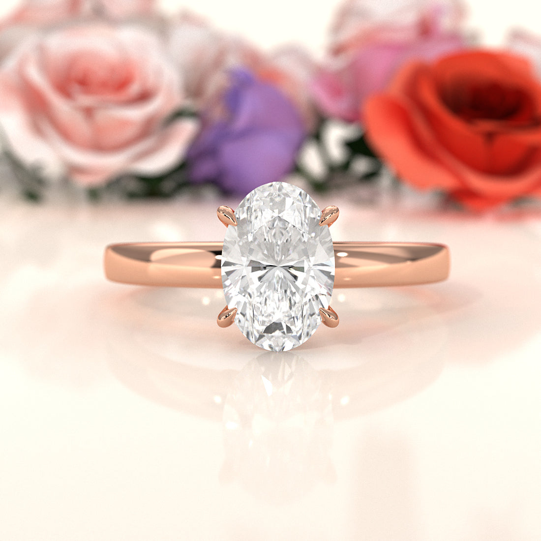 5g Lab Grown Diamond IGI Certified Flat Edge Solitaire Engagement Ring 3mm Setting 1.00 Ctw.