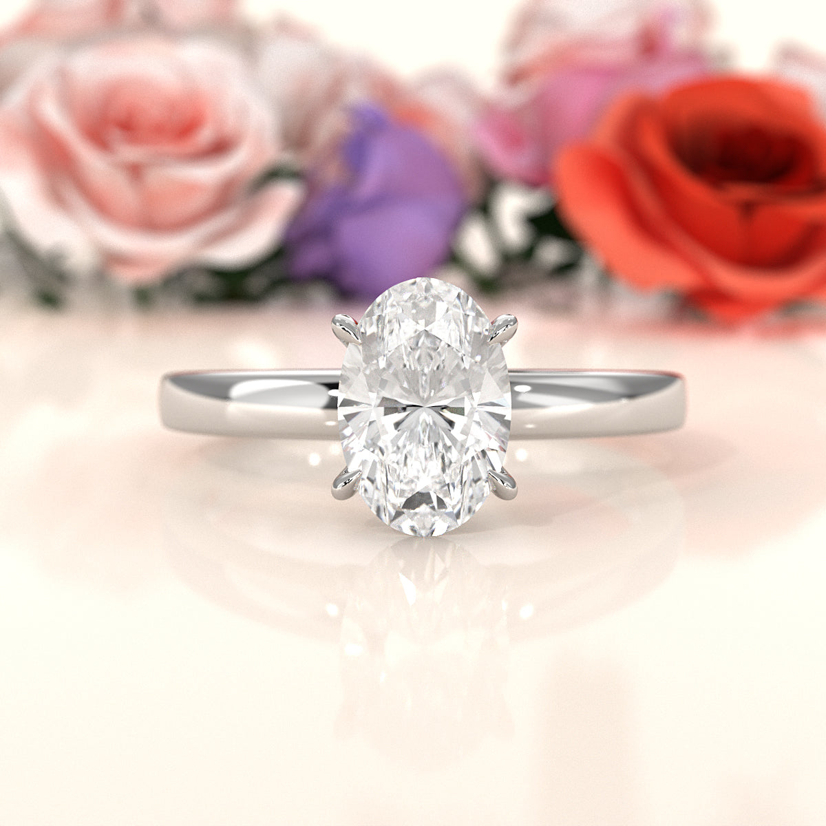 5g Lab Grown Diamond IGI Certified Flat Edge Solitaire Engagement Ring 3mm Setting 1.00 Ctw.