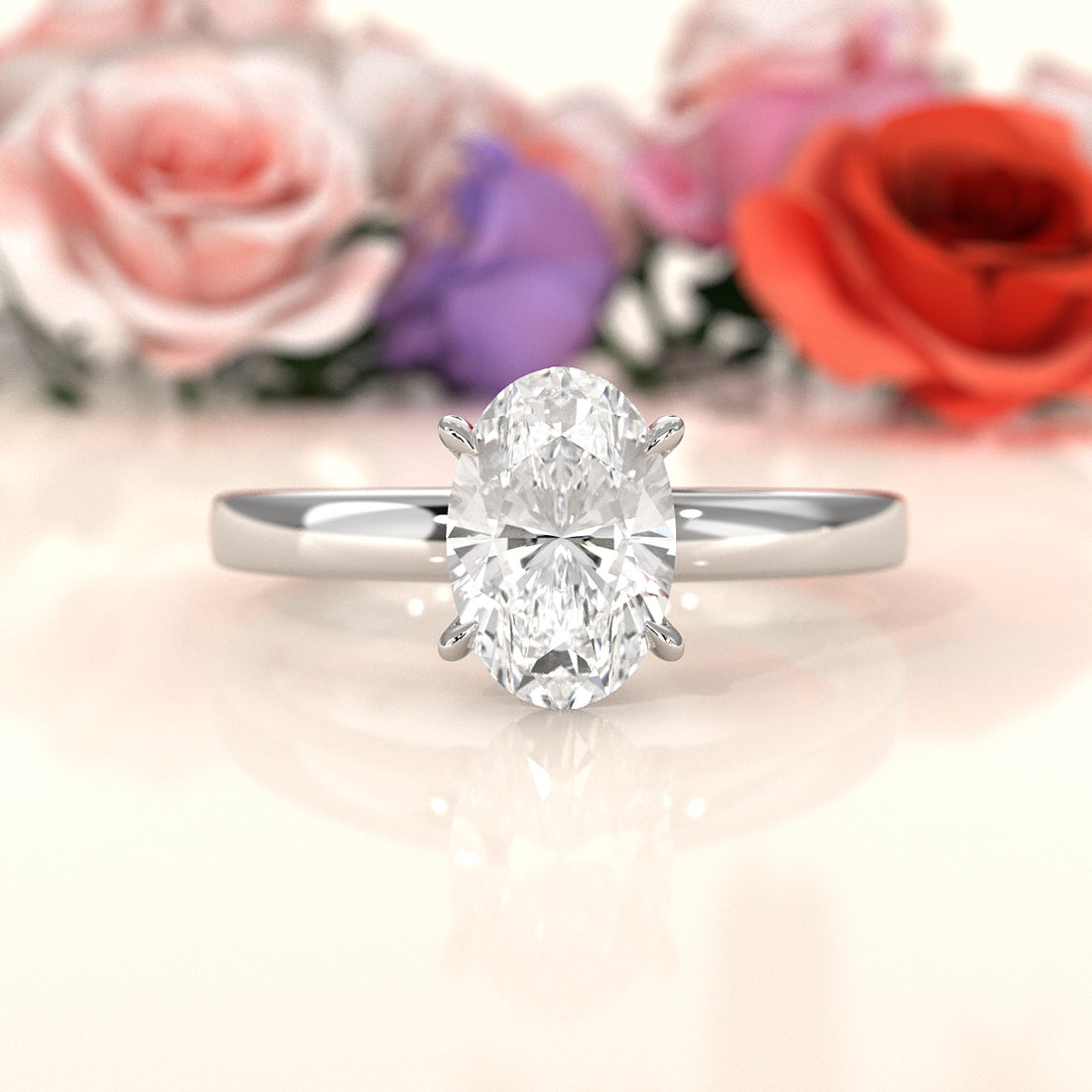 5g Lab Grown Diamond IGI Certified Flat Edge Solitaire Engagement Ring 3mm Setting 1.00 Ctw.