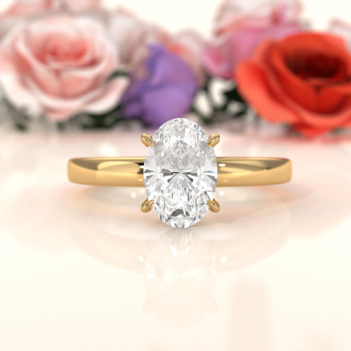 5g Lab Grown Diamond IGI Certified Flat Edge Solitaire Engagement Ring 3mm Setting 1.00 Ctw.